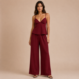 Elena - Conjunto top tirantes escotado y pantalón palazzo