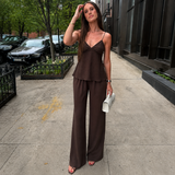 Elena - Conjunto top tirantes escotado y pantalón palazzo