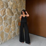 Elena - Conjunto top tirantes escotado y pantalón palazzo