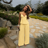 Elena - Conjunto top tirantes escotado y pantalón palazzo