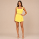 Lucía - Conjunto top bandeau y minifalda pantalón asimétrica