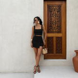 Lucía - Conjunto top bandeau y minifalda pantalón asimétrica