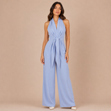Alba - Mono halter con escote en V y lazo en la cintura
