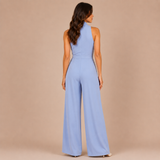 Alba - Mono halter con escote en V y lazo en la cintura