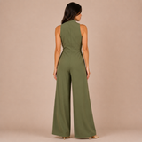 Alba - Mono halter con escote en V y lazo en la cintura