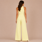Alba - Mono halter con escote en V y lazo en la cintura