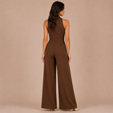Alba - Mono halter con escote en V y lazo en la cintura