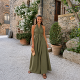 Alba - Mono halter con escote en V y lazo en la cintura