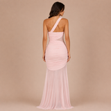 Eva - Vestido asimétrico drapeado con transparencias
