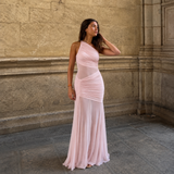 Eva - Vestido asimétrico drapeado con transparencias