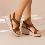 Marisol - Sandalias de cuña con tiras trenzadas