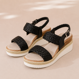 Paloma - Sandalias cuña con tira trenzada y plataforma de esparto