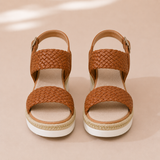 Paloma - Sandalias cuña con tira trenzada y plataforma de esparto