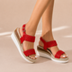 Paloma - Sandalias cuña con tira trenzada y plataforma de esparto