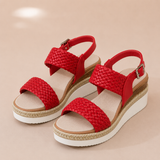 Paloma - Sandalias cuña con tira trenzada y plataforma de esparto