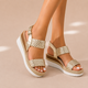Paloma - Sandalias cuña con tira trenzada y plataforma de esparto