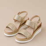 Paloma - Sandalias cuña con tira trenzada y plataforma de esparto