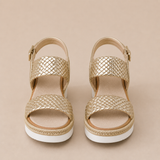 Paloma - Sandalias cuña con tira trenzada y plataforma de esparto