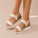 Paloma - Sandalias cuña con tira trenzada y plataforma de esparto