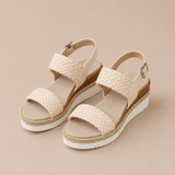 Paloma - Sandalias cuña con tira trenzada y plataforma de esparto