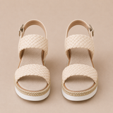 Paloma - Sandalias cuña con tira trenzada y plataforma de esparto
