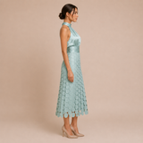 Celia - Vestido midi de cuello halter con top satinado
