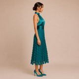 Celia - Vestido midi de cuello halter con top satinado