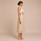 Celia - Vestido midi de cuello halter con top satinado