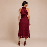 Celia - Vestido midi de cuello halter con top satinado