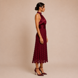 Celia - Vestido midi de cuello halter con top satinado