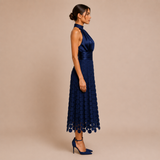 Celia - Vestido midi de cuello halter con top satinado