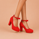 Lucía - Zapatos de tacón ancho con lazo y pulsera al tobillo