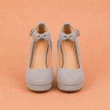 Lucía - Zapatos de tacón ancho con lazo y pulsera al tobillo