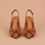 Claudia - Zapatos slingback de punta fina con lazo