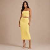 Natalia - Falda midi texturizada con cintura ancha
