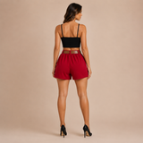 Ines - Shorts de talle alto con cinturón de hebilla