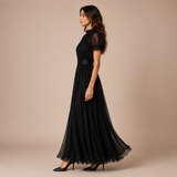 Adela - Vestido midi vaporoso con cuello alto