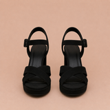 Silvia - Sandalias de tacón ancho con plataforma y tira cruzada