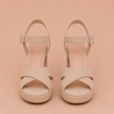 Silvia - Sandalias de tacón ancho con plataforma y tira cruzada