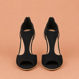 Mónica - Zapatos de tacón medio con corte cut-out y punta abierta