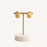 Pendientes Aro Ancho Dorado Satinado con Cristales