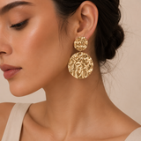 Pendientes Doble Disco Martillado Colgante
