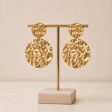 Pendientes Doble Disco Martillado Colgante