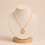 Collar Cadena con Dije Corazón Floral Esmaltado