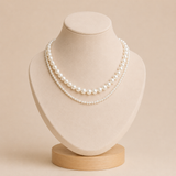 Collar Doble Hilo de Perlas Escalonadas