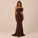 Luiza - Vestido largo palabra de honor drapeado con cola sirena
