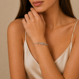 Pulsera plateada floral