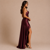 Alicia - Vestido de tirantes finos con cuerpo drapeado