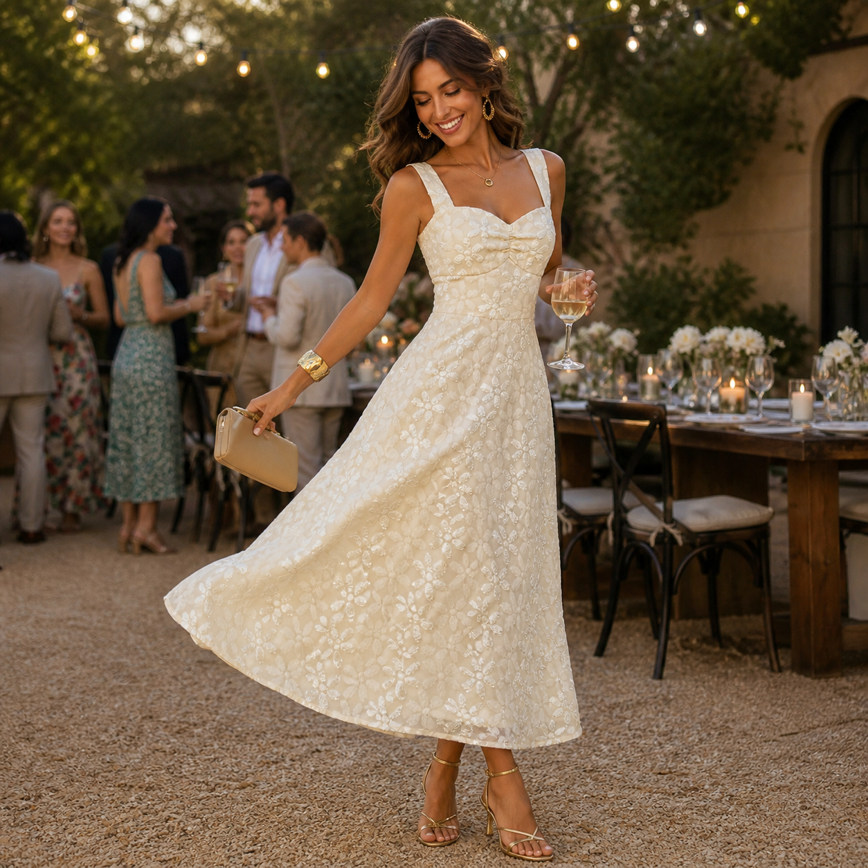 Alba – vestido midi fluido con textura floral