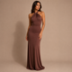 Inés - Vestido maxi halter con nudo frontal y silueta ceñida